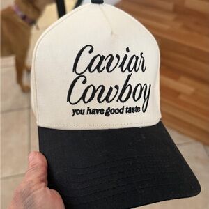Caviar Cowboy Two-Tone Baseball Cap in Cream and Black